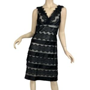 NWT JS COLLECTIONS Women’s Black Dress Black Eyelash Fringe Lace Overlay Sz12
